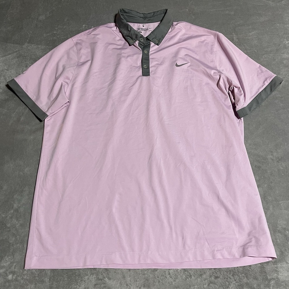 Nike Dri FIT Tour Performance Golf Polo Mens XXL Platinum Violet Trophy‎ Club CC